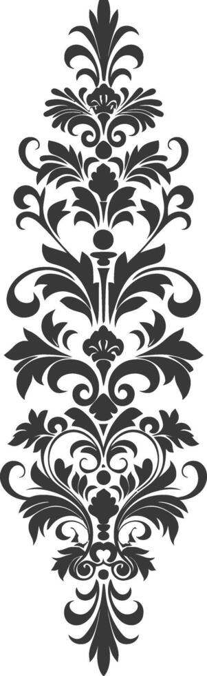 Silhouette vertical line divider with Baroque ornament black color only vector