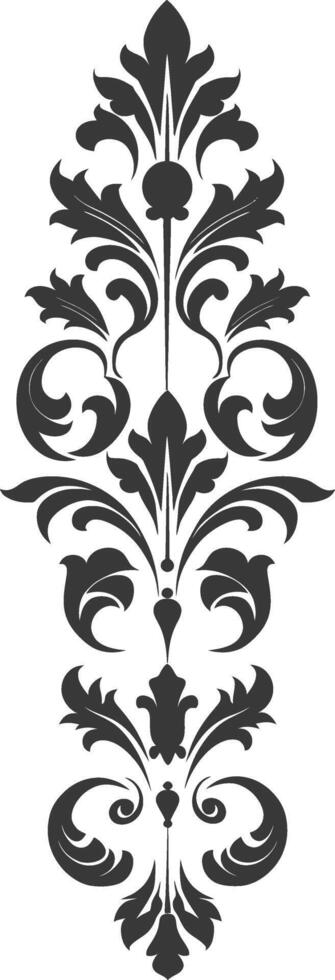 Silhouette vertical line divider with Baroque ornament black color only vector