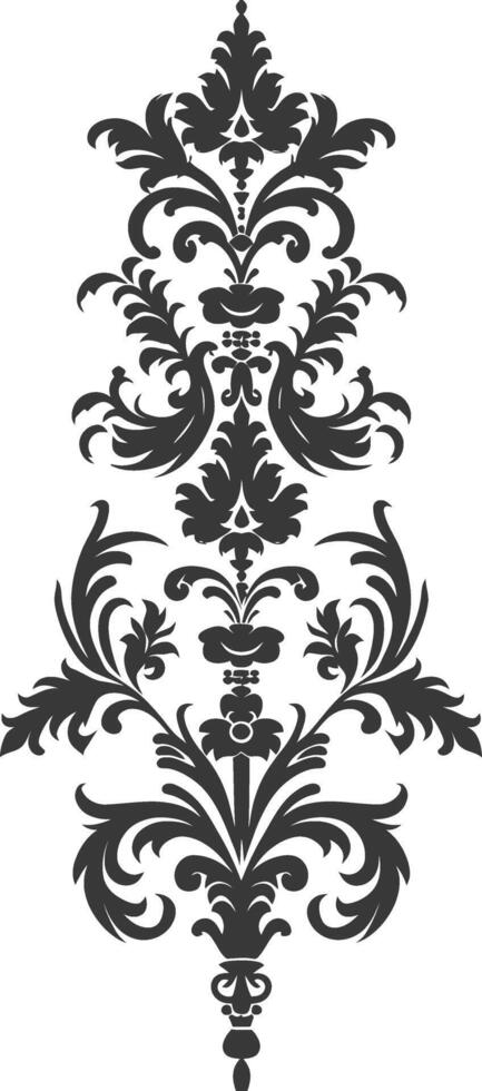 Silhouette vertical line divider with Baroque ornament black color only vector