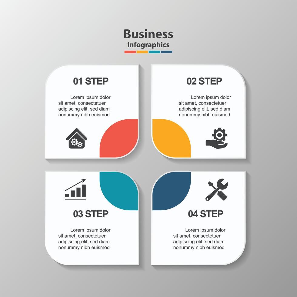 matriz con 4 4 papel blanco en forma de pétalo elementos. creativo infografía diseño modelo. limpiar ilustración para corporativo estratégico planificación, negocio analítica presentación. vector