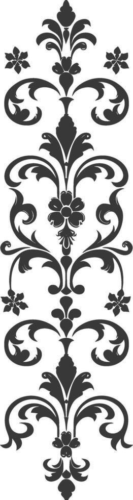 Silhouette vertical line divider with Baroque ornament black color only vector
