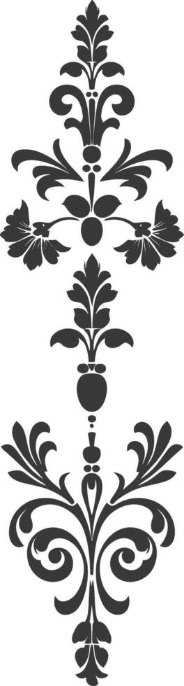 Silhouette vertical line divider with Baroque ornament black color only vector