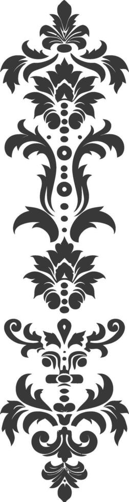 Silhouette vertical line divider with Baroque ornament black color only vector