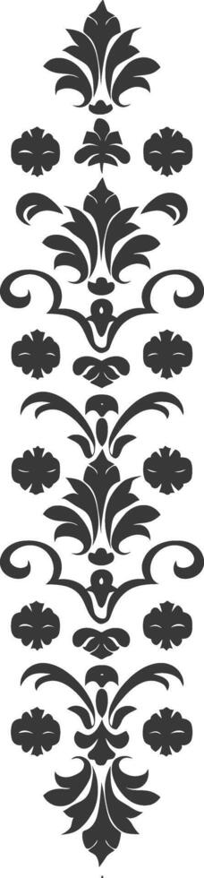 Silhouette vertical line divider with Baroque ornament black color only vector