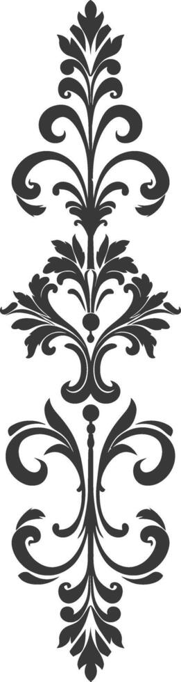 Silhouette vertical line divider with Baroque ornament black color only vector