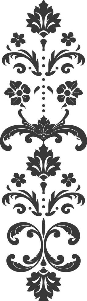 Silhouette vertical line divider with Baroque ornament black color only vector
