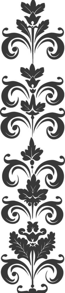 Silhouette vertical line divider with Baroque ornament black color only vector