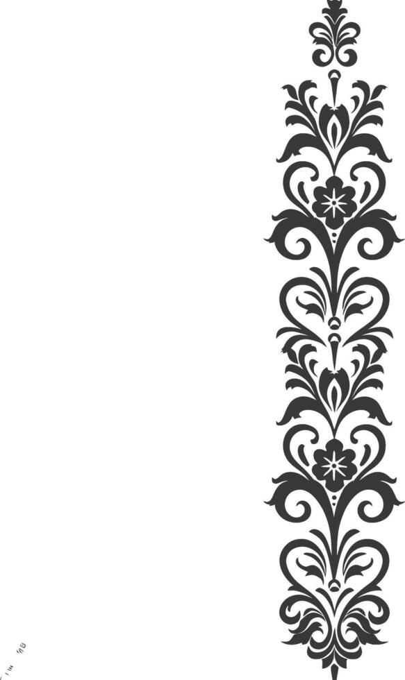 Silhouette vertical line divider with Baroque ornament black color only vector