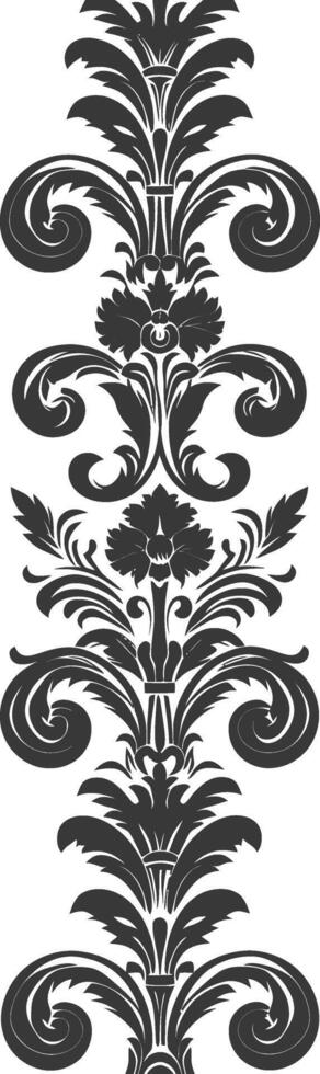 Silhouette vertical line divider with Baroque ornament black color only vector