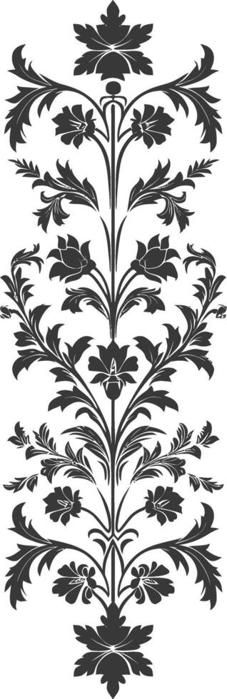 Silhouette vertical line divider with Baroque ornament black color only vector