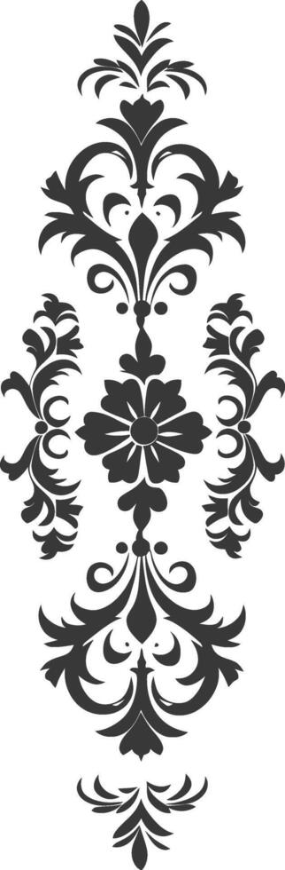 Silhouette vertical line divider with Baroque ornament black color only vector