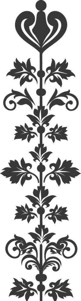 Silhouette vertical line divider with Hearth shape Baroque ornament black color only vector
