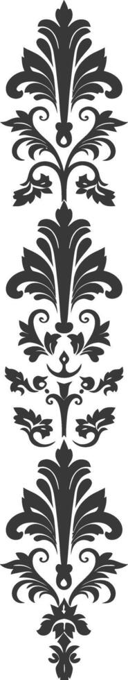 Silhouette vertical line divider with Baroque ornament black color only vector