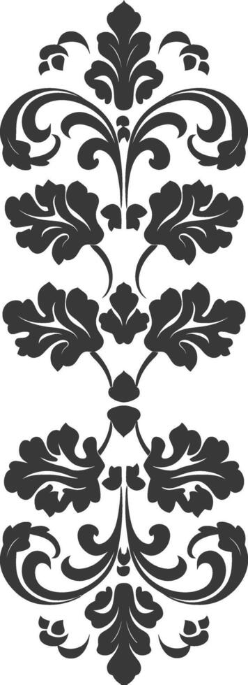 silueta vertical línea divisor con barroco ornamento negro color solamente vector