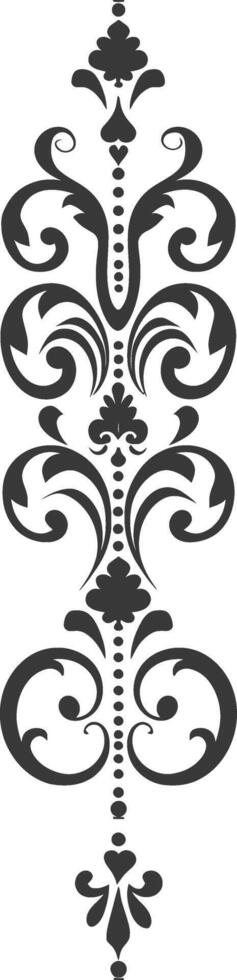 Silhouette vertical line divider with Hearth shape Baroque ornament black color only vector