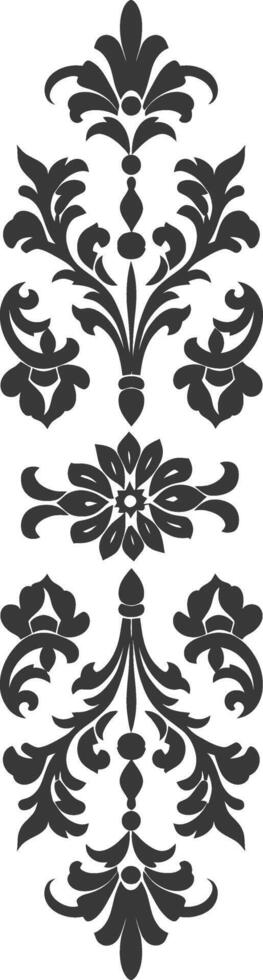Silhouette vertical line divider with Baroque ornament black color only vector