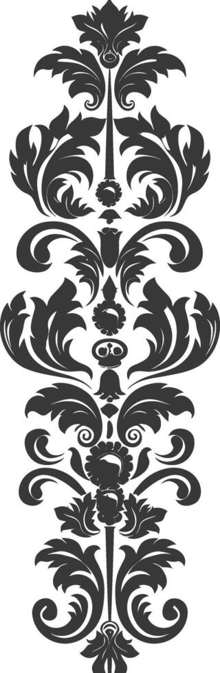 Silhouette vertical line divider with Baroque ornament black color only vector