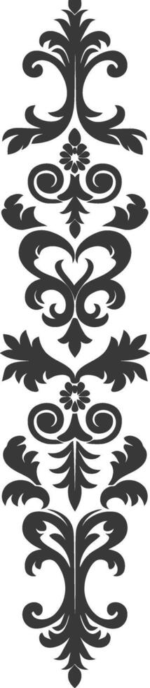 Silhouette vertical line divider with Baroque ornament black color only vector