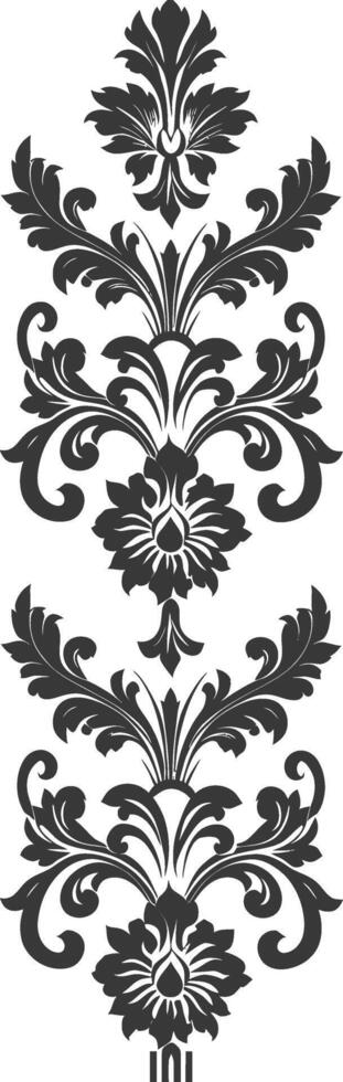 Silhouette vertical line divider with Baroque ornament black color only vector