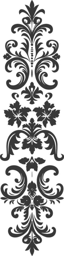 Silhouette vertical line divider with Baroque ornament black color only vector