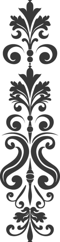 Silhouette vertical line divider with Baroque ornament black color only vector