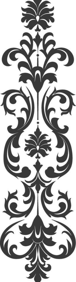 Silhouette vertical line divider with Baroque ornament black color only vector