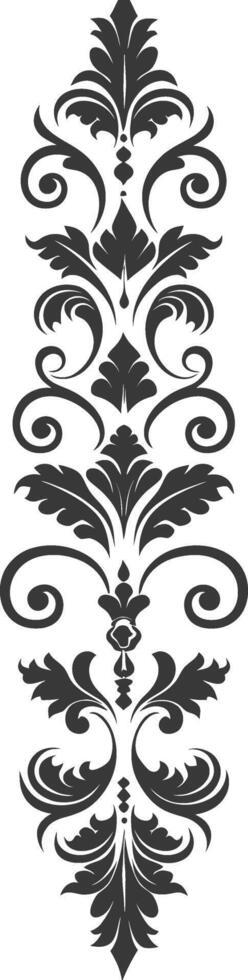 Silhouette vertical line divider with Baroque ornament black color only vector