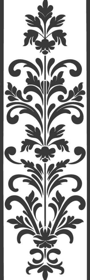 Silhouette vertical line divider with Baroque ornament black color only vector