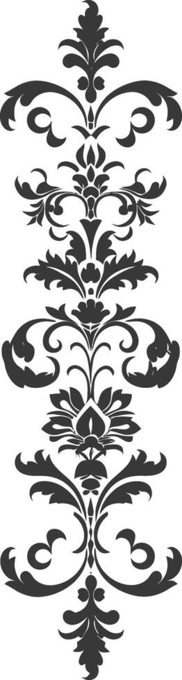 Silhouette vertical line divider with Baroque ornament black color only vector