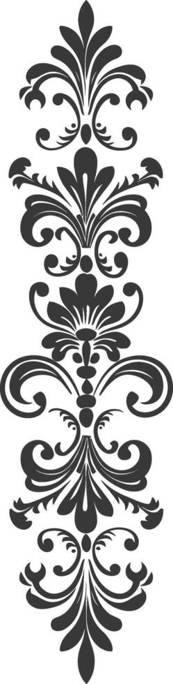 Silhouette vertical line divider with Baroque ornament black color only vector