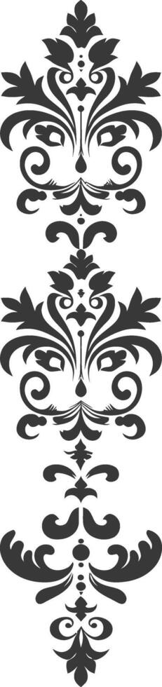 Silhouette vertical line divider with Hearth shape Baroque ornament black color only vector