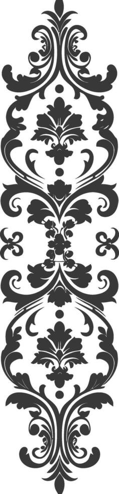 Silhouette vertical line divider with Baroque ornament black color only vector