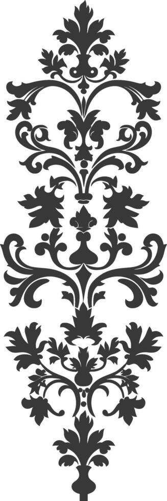 Silhouette vertical line divider with Baroque ornament black color only vector