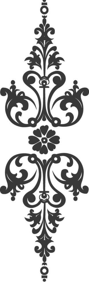 Silhouette vertical line divider with Baroque ornament black color only vector