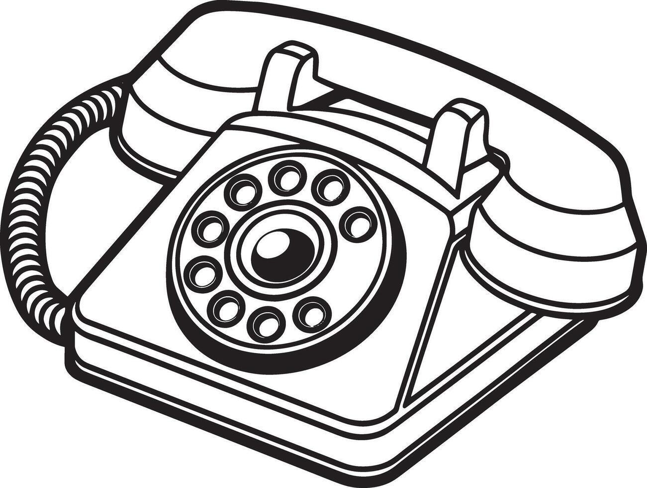 Illustration of an old telephone on a white background, illustration vector