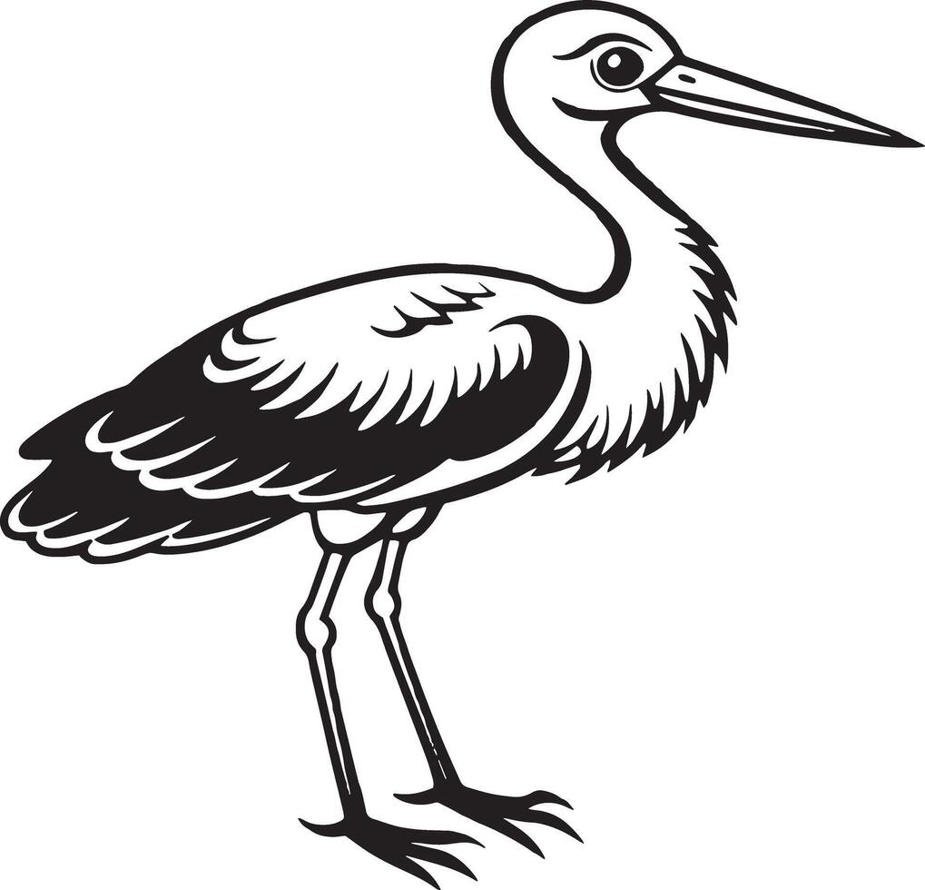 Stork - Black and White Cartoon Illustration of Stork for Coloring Book vector