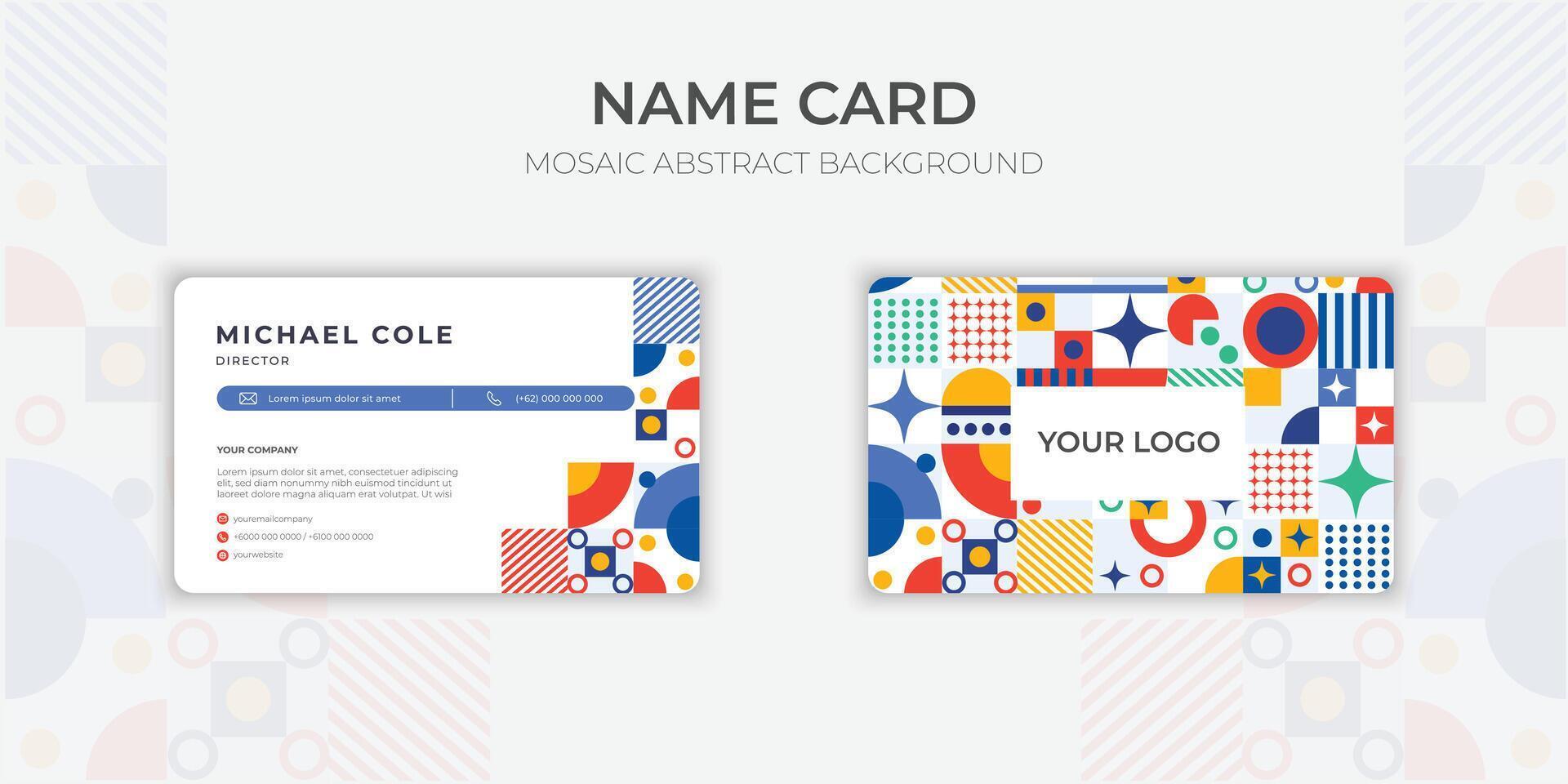 abstract business card with colorfull mosaic shapes vector