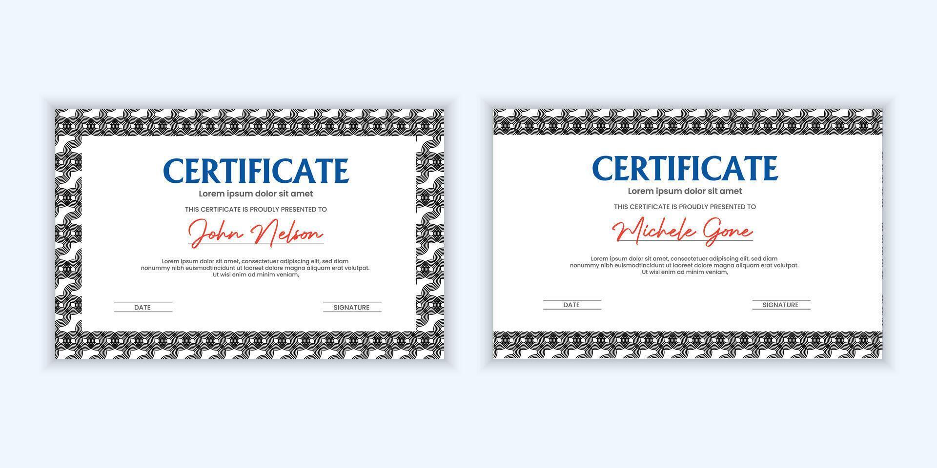 Certificate. Template diploma currency border. Award background Gift voucher. vector