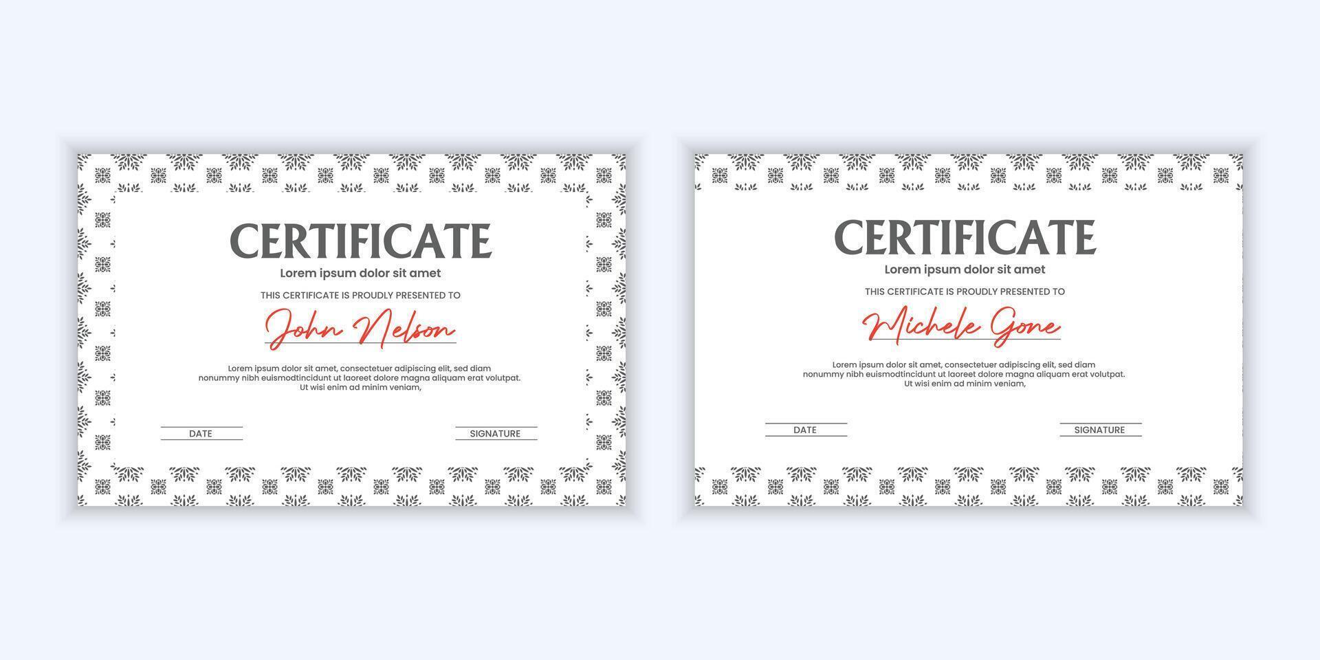 Certificate. Template diploma currency border. Award background Gift voucher. vector