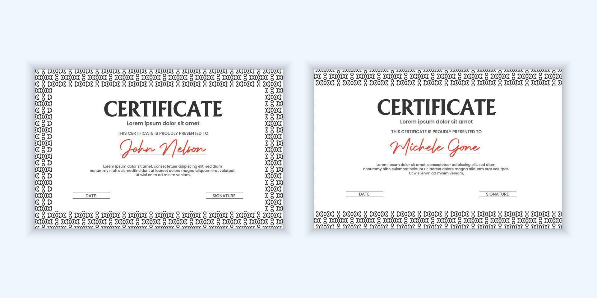 Certificate. Template diploma currency border. Award background Gift voucher. vector