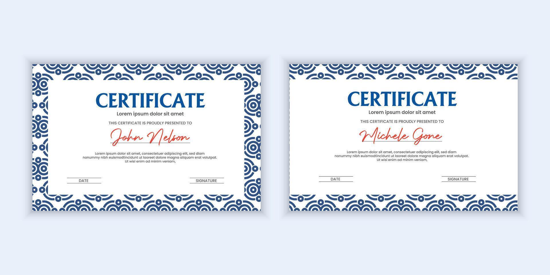 Certificate. Template diploma currency border. Award background Gift voucher. vector