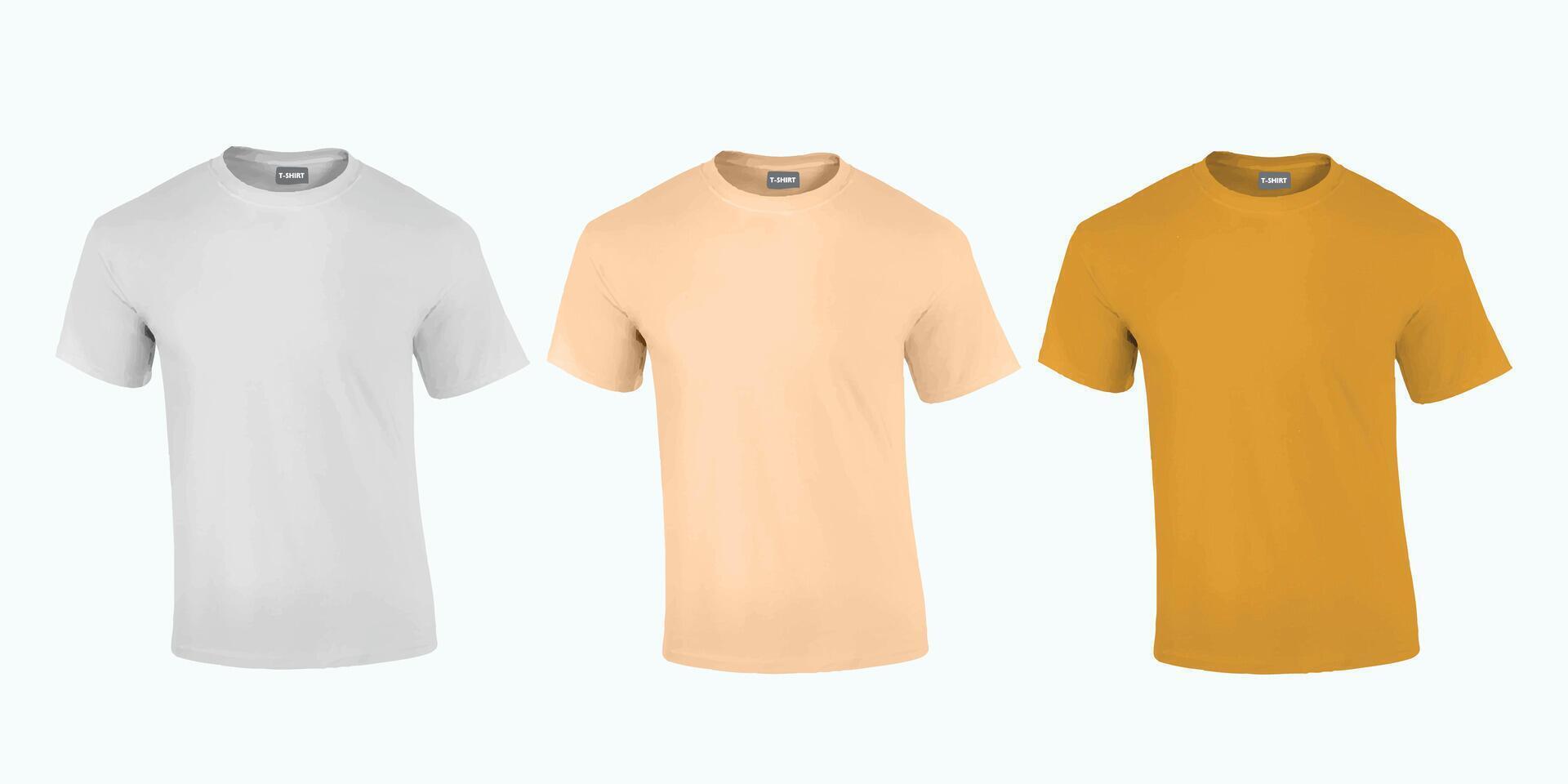 tierra color camiseta Bosquejo. deporte blanco camisa modelo frente y espalda vista, hombres y mujer ropa para Moda ropa realista uniforme para publicidad textil impresión vector