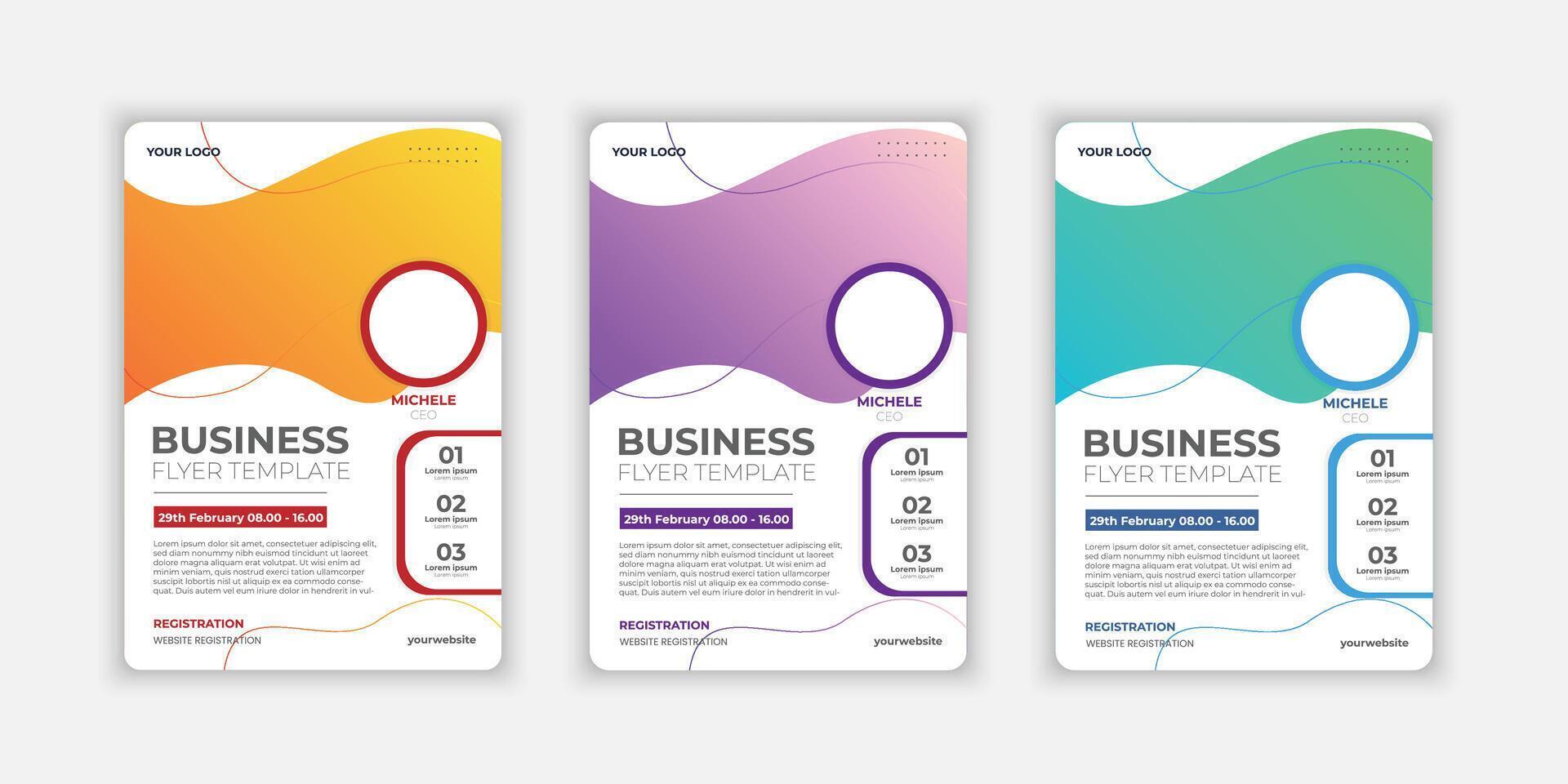 Modern business flyer template simple abstract design with gradient style set collection. vector