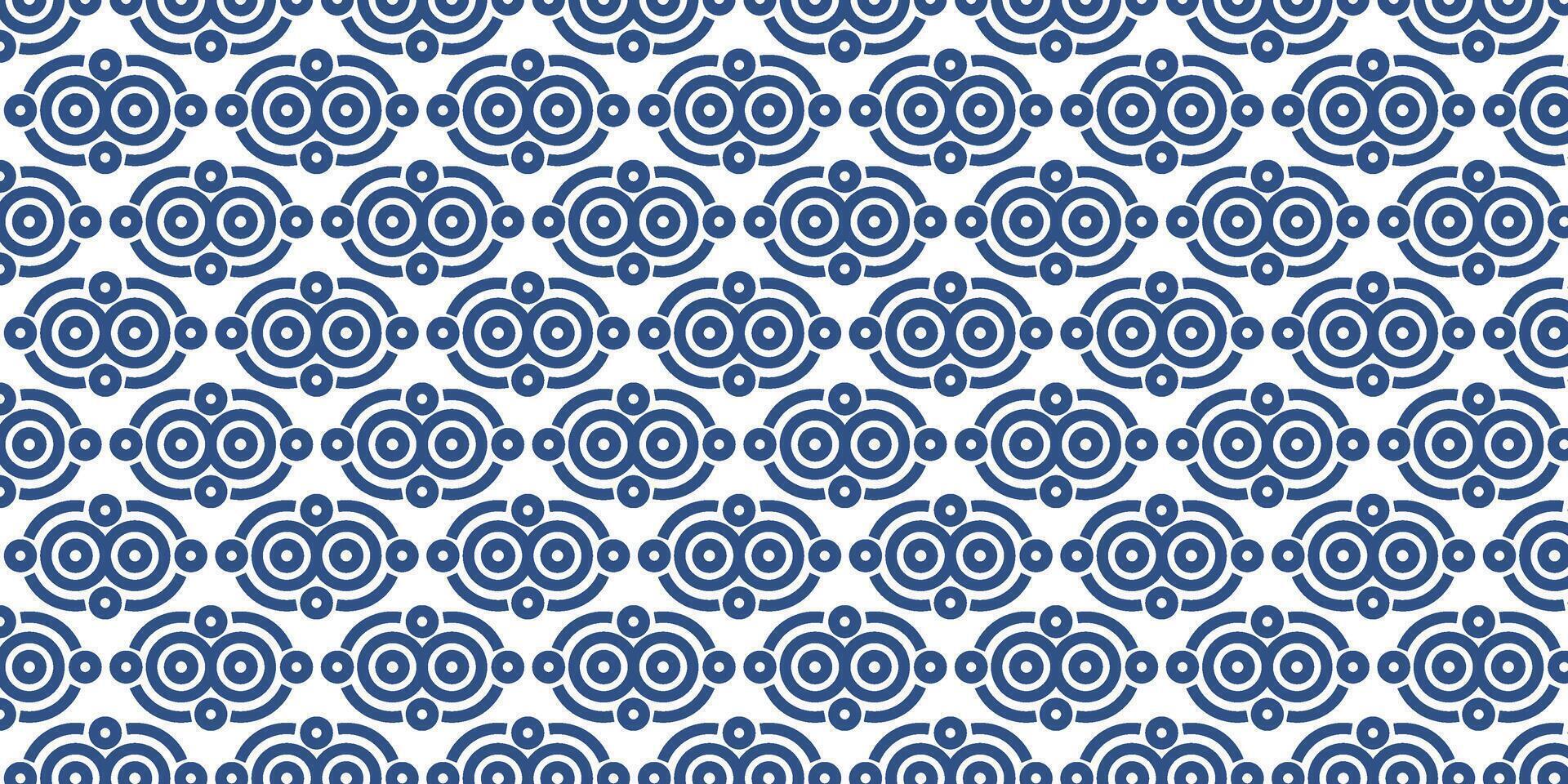 seamless geometric circle design pattern on blue background vector