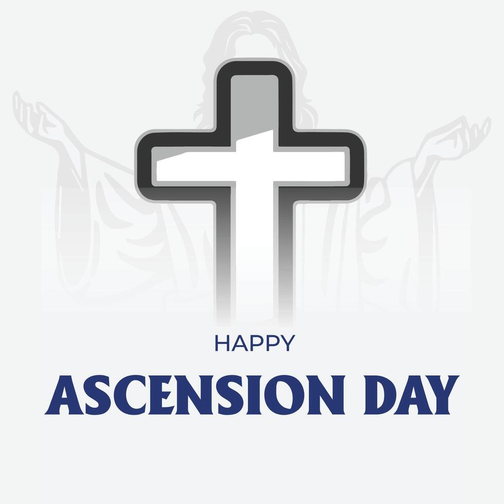 Happy Ascension Day Design with Jesus Christ in Heaven Illustration. Illustration of resurrection Jesus Christ. Sacrifice of Messiah for humanity redemption. vector