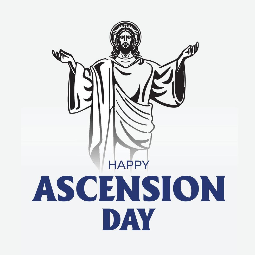 Happy Ascension Day Design with Jesus Christ in Heaven Illustration. Illustration of resurrection Jesus Christ. Sacrifice of Messiah for humanity redemption. vector