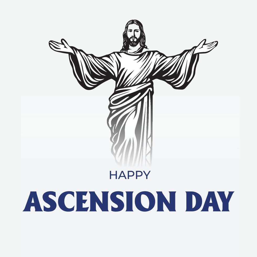 Happy Ascension Day Design with Jesus Christ in Heaven Illustration. Illustration of resurrection Jesus Christ. Sacrifice of Messiah for humanity redemption. vector