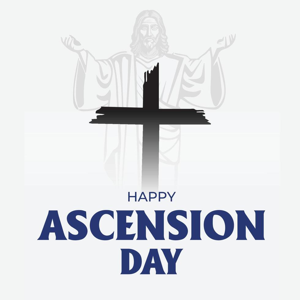 Happy Ascension Day Design with Jesus Christ in Heaven Illustration. Illustration of resurrection Jesus Christ. Sacrifice of Messiah for humanity redemption. vector