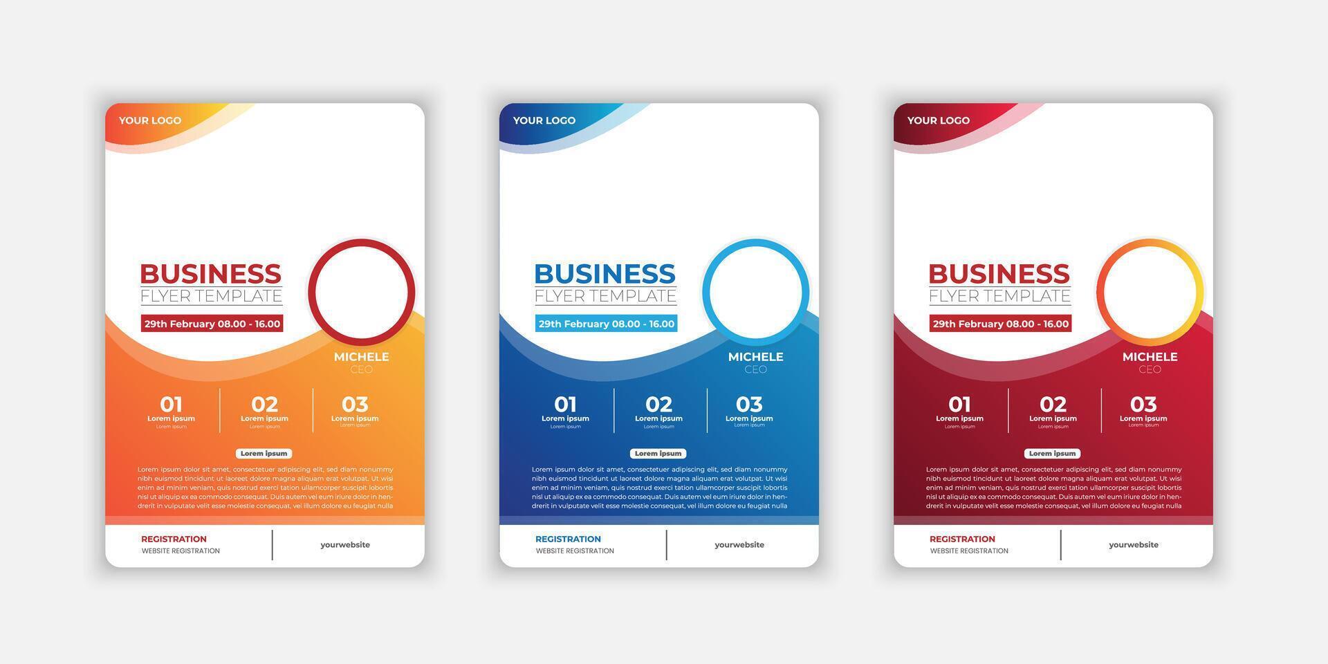 set of business flyer template design with abstract concept and minimalist layout vector