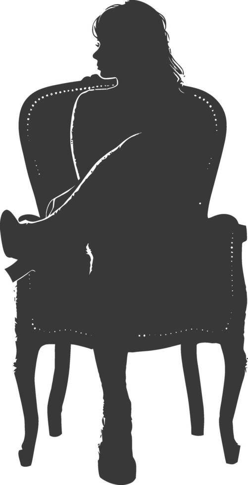 Silhouette woman sitting in the chair black color only vector